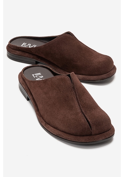 Luvishoes Tansy Kahverengi Süet Hakiki Deri Önü Kapalı Kadın Terlik