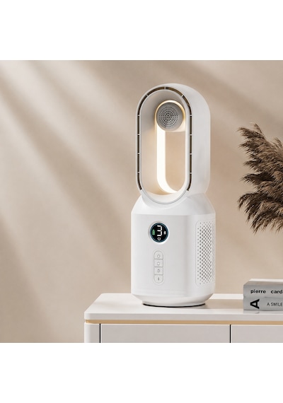 Hepu Hp-f29 Sessiz Pervanesiz 360 Döner Usb Şarjlı Masaüstü Fan Bluetooth Hoparlörlü, Gece Lambalı, 3'ü 1 Arada Akıllı Tasarım