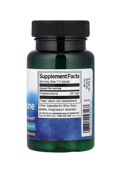 Swanson Vitamins, Pregnenolone, Higher Strength, 25 Mg, 60 Capsules