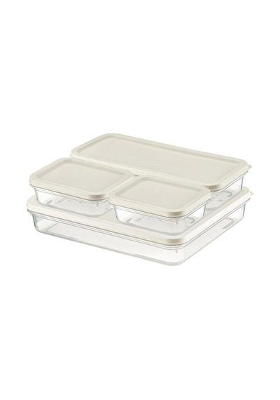 Çok Parçalı Saklama Kabı Seti, 4800 Ml Toplam Hacim, 4 Parça Beyaz