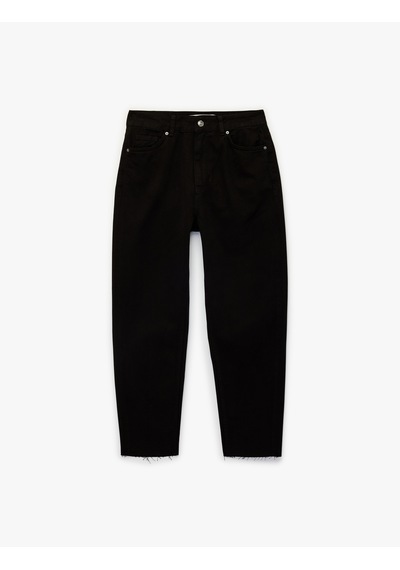 Koton Yüksek Bel Cepli Düğmeli Pamuklu Düz Paça Denim Pantolon - Mom Slim Jean Siyah 6sal40075mw Siyah Koton Yüksek Bel Cepli Düğmeli Pamuklu Düz Paça Denim Pantolon - Mom Slim Jean Siyah 6sal40075mw Siyah