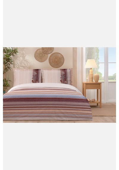 Reef Stripe Çift Kişilik Nevresim Takımı Bordo