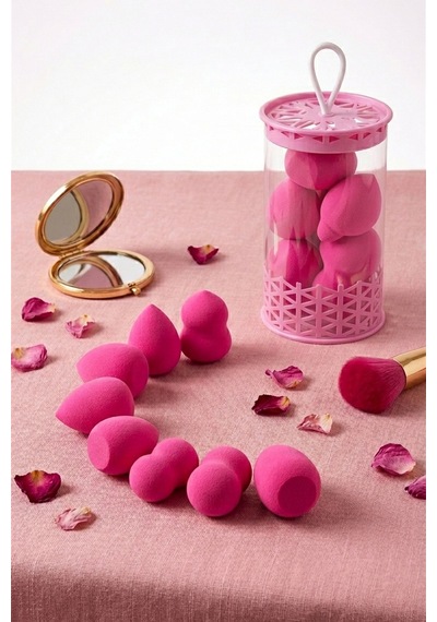 Mini Boy 8'li Koyu Pembe Makyaj Süngeri Seti- 2 Cm X 3 Cm Makyaj Uygulama Süngeri