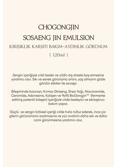 Missha Chogongjin Sosaeng Oryantal Bitkisel İçerikli  Emülsiyon 120 ML