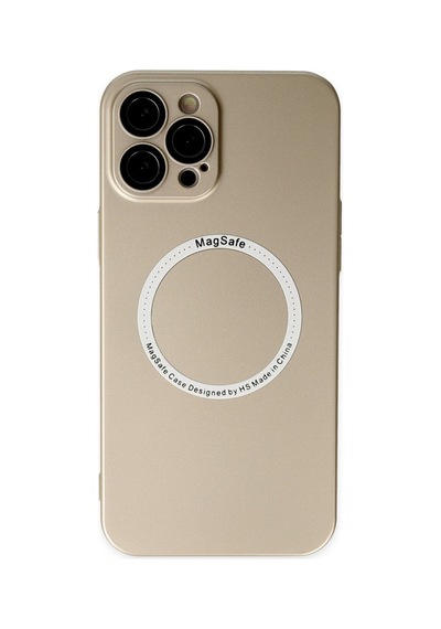 Apple iPhone Uyumlu,  12 Pro Kılıf Jack Magneticsafe Lens Silikon - Gold