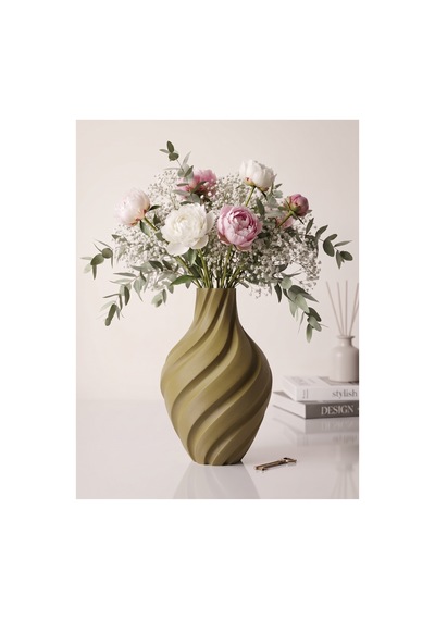 Aura Vazo 20cm - Modern Estetik Tasarım Dekoratif Ev Ofis Salon Dekorasyonu İçin Şık Obje - Minimalist Tasarım Çiçeklik Masa Üstü Süs Eşyası Bronz