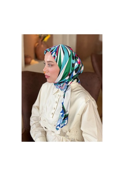 Mentoraly Modakaşmir Soyut Desenli Twill Eşarp lacivert