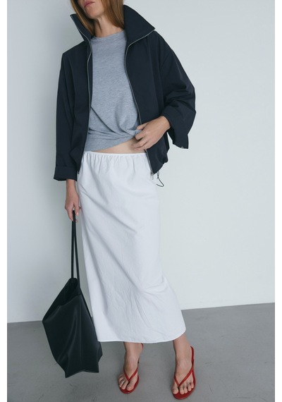 Suud Collection Lacivert Nora Fermuarlı Gabardin Ceket