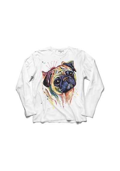 Pug Mops Dog Köpek Kafa Uzun Kollu Tişört (518440367)