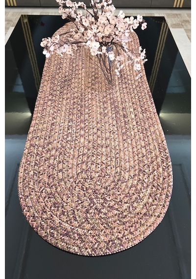Tres İpli Kalın Yapıda 35x100 Cm Runner Şık Masa Orta Sehpa Üstü Dekoratif Sofra Aksesuarı Toprak