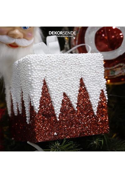 Yılbaşı Süsü Zikzak Hediye Kutusu Kırmızı 12 Cm
