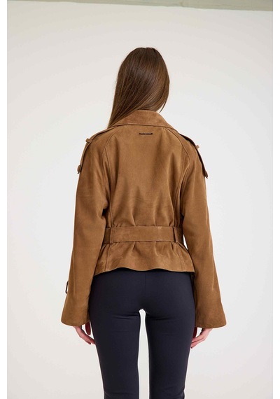 Oversize Bayan Süet Deri Ceket Vb-2 Bk-2791 - 24027 Kahverengi