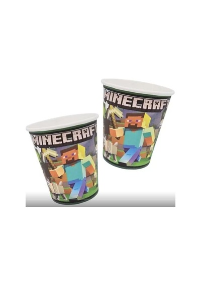 Bardak Minecraft Temalı 8 Li Paket Karton Bardak +3