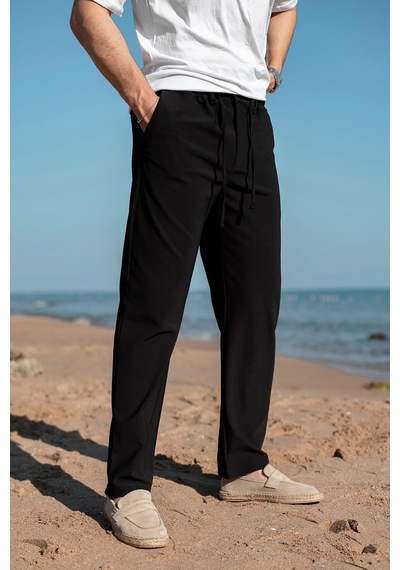 Madmext Siyah Beli Lastikli Relaxed Fit Jakarlı Erkek Pantolon E6593