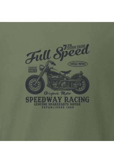 Wildstyle Full Speed Speedway Racing Motosiklet Vintage Yarış Baskılı Unisex Bisiklet Yaka Pamuklu Tişört - Ha