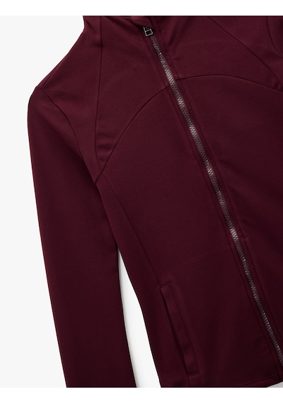 Koton Slim Fit Uzun Kollu Dik Yaka Cepli Fermuarlı Spor Ceket Bordo 6wak20031nk Bordo