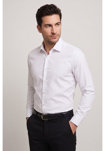 Slim Klasik Yaka Düz Beyaz Gk 762 Gömlek