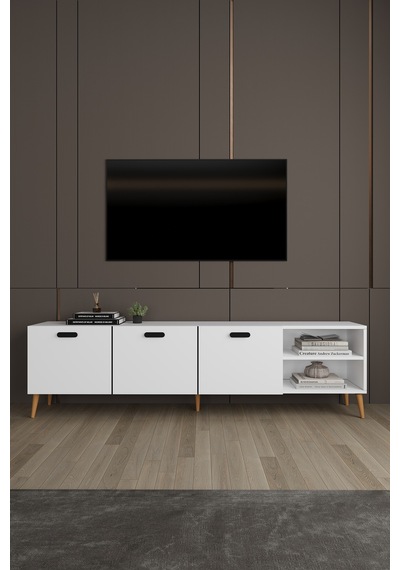 Lüks Yemek Odası Takımı 3 Parça %100 Mdf Konsol Yemek Masası Tv Ünitesi Yt02 Beyaz