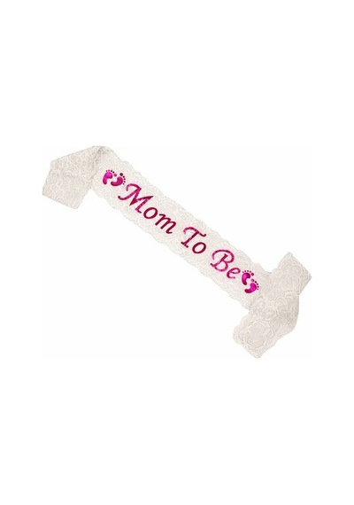 Mom To Be Pembe Dantelli Kuşak Baby Shower Anne Adayı Kuşağı 144x10 Cm Tüm Yaşlar