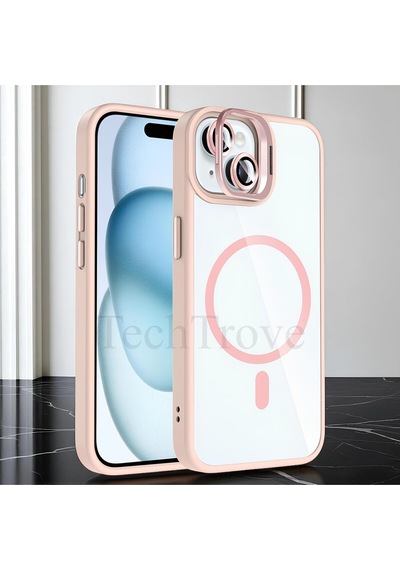 İphone 15 Kılıf Standlı Ve Kamera Lens li Wireless Şarj Özellikli Ultra Lüks Kapak