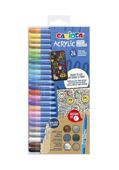 Carioca Akrilik Paint Marker Su Bazlı Medium Uç 24'lü Çoklu
