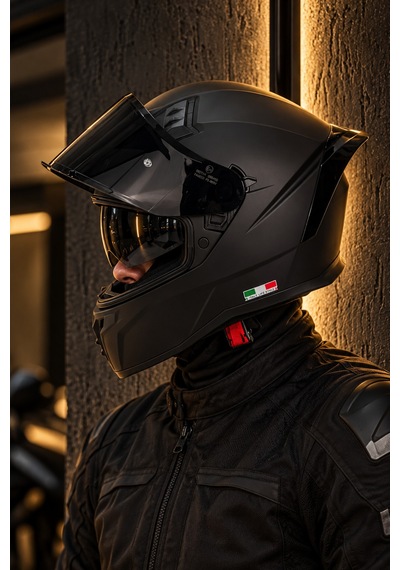 Sway 869 Mat Siyah Motosiklet Kask Black Vizör