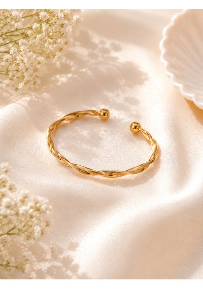 Twist Gold Açık Uçlu Bileklik Altın