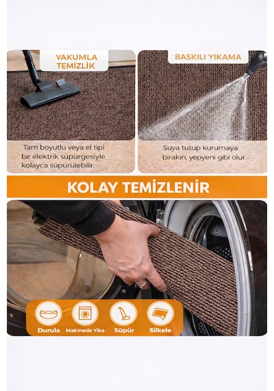 Nem Alıcı Kapı Önü Paspası 60x40 Cm %100 Polipropilen Pvc Kaymaz Taban İç & Dış Mekân Kahverengi