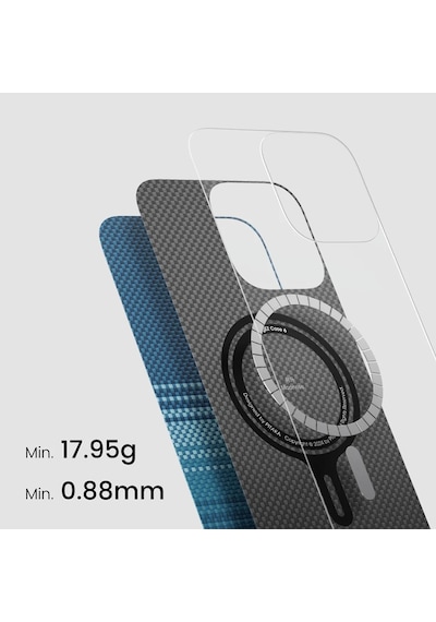 Apple Uyumlu iPhone   16 Plus Kılıf   Magsafeli Aramid Fiber Pitaka Tactile Woven Sunset-moonrise Serisi Moonrise