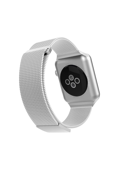 Watch 7 45mm Uyumlu Metal Hasır Kordon Raptic Mesh Band Serisi Gümüş