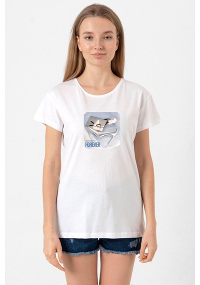 Babymonster Forever Beyaz Kadın Bisikletyaka Tshirt Beyaz
