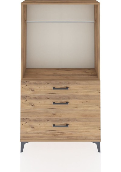 Arges Dolap Tek Raflı 3 Çekmeceli Tek Askılı 88x30x163 Çam-çam Atlas Çam