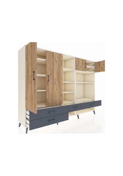 Hyperion Dolap 12 Raflı 4 Çekmeceli 4 Kapaklı 220x44x163 Aytaşı-ç Aytaşı-çam/antrasit Hyperion Dolap 12 Raflı 4 Çekmeceli 4 Kapaklı 220x44x163 Aytaşı-ç Aytaşı-çam/antrasit