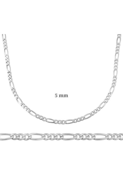 5 Mm Gümüş Figaro Zincir - 140 Mikron (510787396)