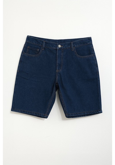 Blue White Erkek Regular Fit Rahat Kalıp Koyu Mavi Jean Şort