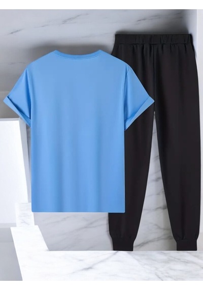 Uyguntarz Unisex Beatiful Soul Tasarım Basklı Tshirt Eşofman Takımı Bebe Mavi