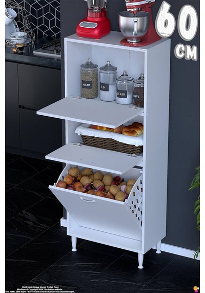 Nore 60 Cm İki Kapaklı Tek Sepetli Çok Amaçlı Kiler Dolabı Mutfak Banyo Düzenleyici 60x150x32 Cm Beyaz Nore 60 Cm İki Kapaklı Tek Sepetli Çok Amaçlı Kiler Dolabı Mutfak Banyo Düzenleyici 60x150x32 Cm Beyaz