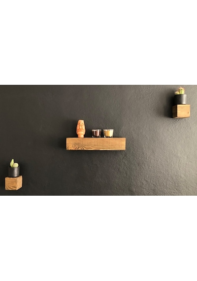 O&Awood Dekoratif 3'Lü Kütük Retro Duvar Rafı, 3'Lü Küp Vintage Doğal Ahş (497958947)