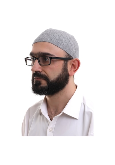 Gri Kışlık Çapraz Desenli Dokuma Takke Gri