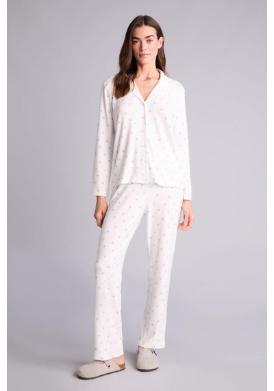 Defacto Çiçekli Pijama Takımı Üst Alt H1801AX26SP
