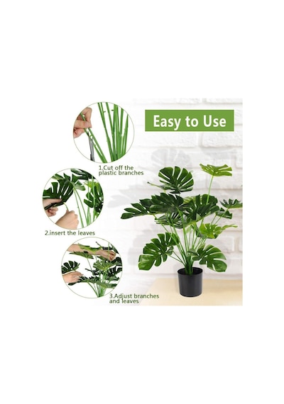 Yapay Çiçek Demet Monstera 18 Dal 70 Cm Salon Çiçeği Yapay Bitki
