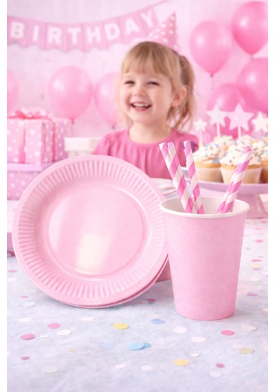 Beysüs Makaron Pembesi 8li Tabak Bardak Set
