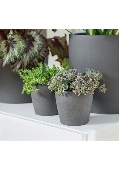 Sumuhome Persıllade Toprak Saksı Koyu Gri 12 Cm