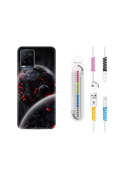 Vivo V21E Kılıf Kablo Koruyuculu Dark World 1867