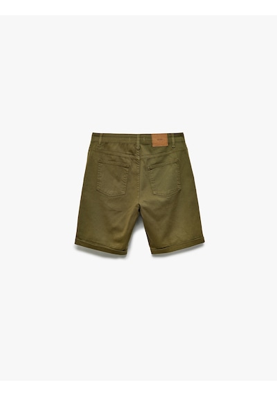 Koton Pamuklu Chino Cepli Bermuda Slim Fit Şort Haki 5sam40016hw Haki