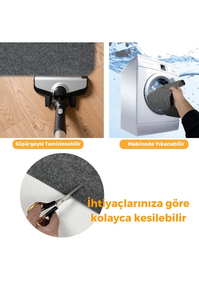 Beylini Su Geçirmez Buzdolabı Matı Kaymaz Taban Antrasit 91x91