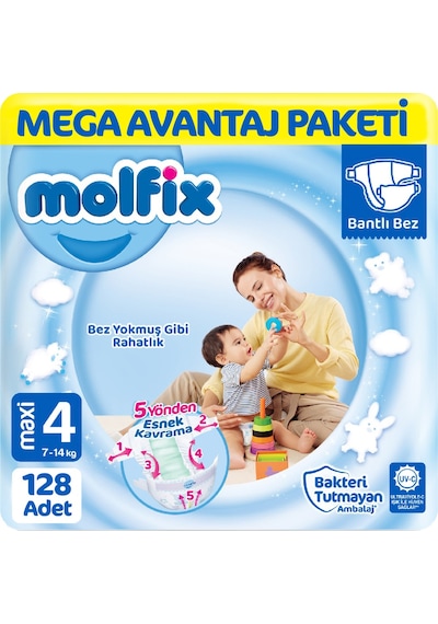 Molfix Mega Paket Bebek Bezi 128 Adet 4 Numara