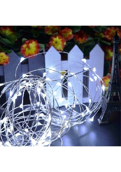7 Metre Yılbaşı Ağacı Işığı Beyaz Pilli Işık Pilli Beyaz Led Işık Beyaz Noel Işığı Yılbaşı Işığı Beyaz