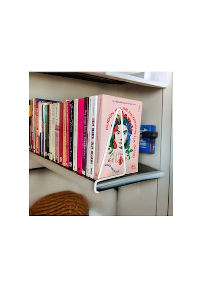 Eceaksesuar Kitap Tutucu Ve Metal Kitap Desteği 2'li Paket Beyaz