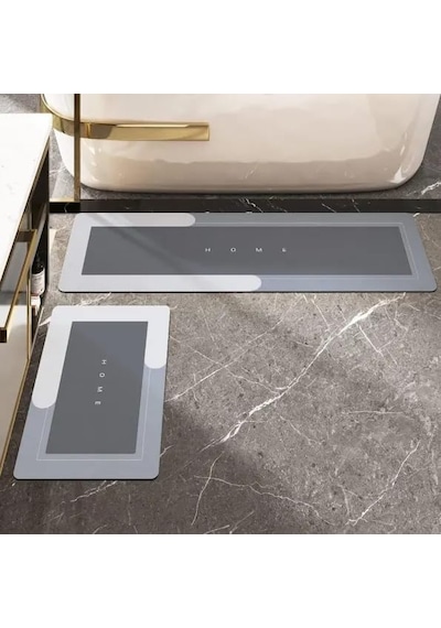 Banyo Paspası - Kaymaz Tabanlı - Süper Emici - Abdest Paspası - Uzun Gri 40 120 Cm Genel